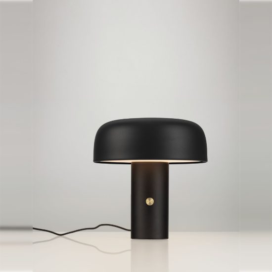 Abat-jour a fungo led 17w 2700k dimmerabile per comodino moderno nero sabbiato