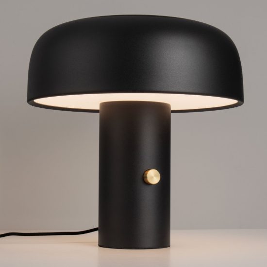 Abat-jour a fungo led 17w 2700k dimmerabile per comodino moderno nero sabbiato