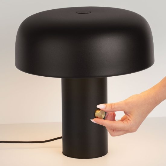 Abat-jour a fungo led 17w 2700k dimmerabile per comodino moderno nero sabbiato