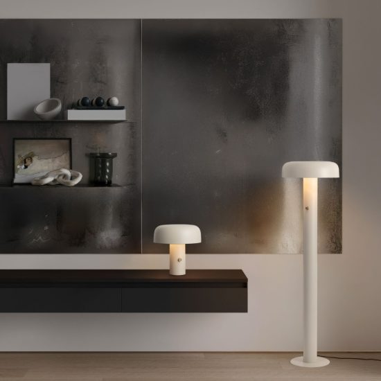 Abat-jour a fungo led 17w 2700k dimmerabile per comodino moderno crema