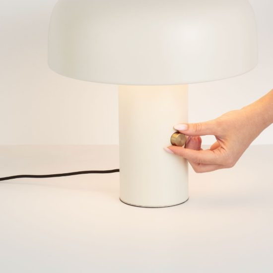 Abat-jour a fungo led 17w 2700k dimmerabile per comodino moderno crema