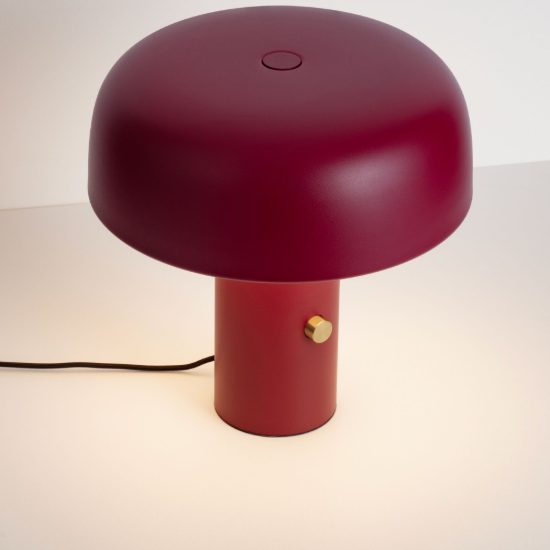 Abat-jour a fungo led 17w 2700k dimmerabile per comodino moderno bordeaux