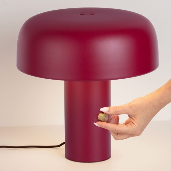 Abat-jour a fungo led 17w 2700k dimmerabile per comodino moderno bordeaux