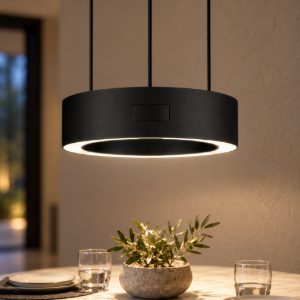 Lampada a sospensione led 24w 3000k dimmerabile con sensore per camera da letto moderna nera