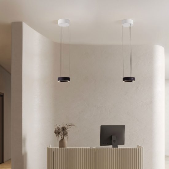Lampada a sospensione led 24w 3000k dimmerabile con sensore per camera da letto moderna nera