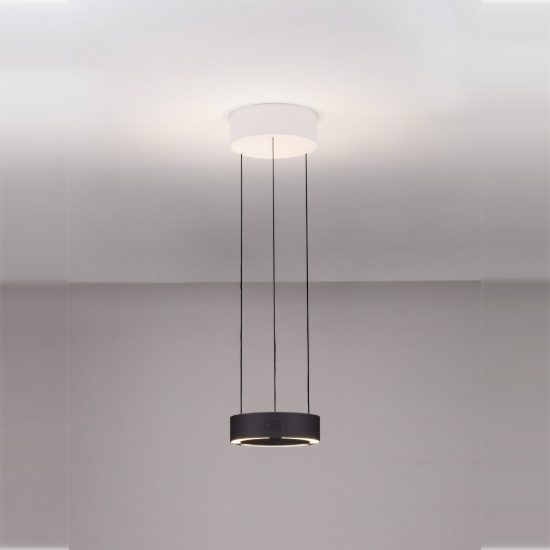 Lampada a sospensione led 24w 3000k dimmerabile con sensore per camera da letto moderna nera