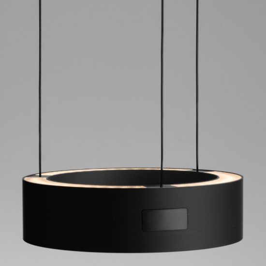 Lampada a sospensione led 24w 3000k dimmerabile con sensore per camera da letto moderna nera