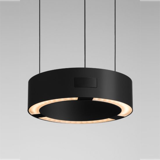 Lampada a sospensione led 24w 3000k dimmerabile con sensore per camera da letto moderna nera