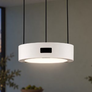 Lampada a sospensione led 24w 3000k dimmerabile con sensore per camera da letto moderna bianca