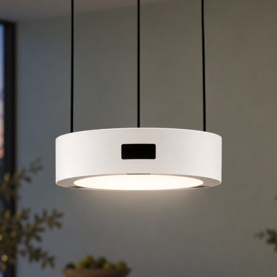 Lampada a sospensione led 24w 3000k dimmerabile con sensore per camera da letto moderna bianca
