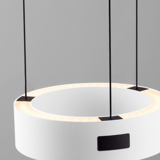 Lampada a sospensione led 24w 3000k dimmerabile con sensore per camera da letto moderna bianca