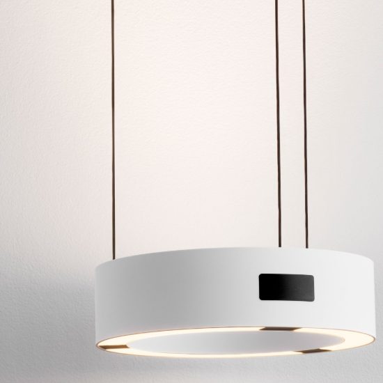 Lampada a sospensione led 24w 3000k dimmerabile con sensore per camera da letto moderna bianca