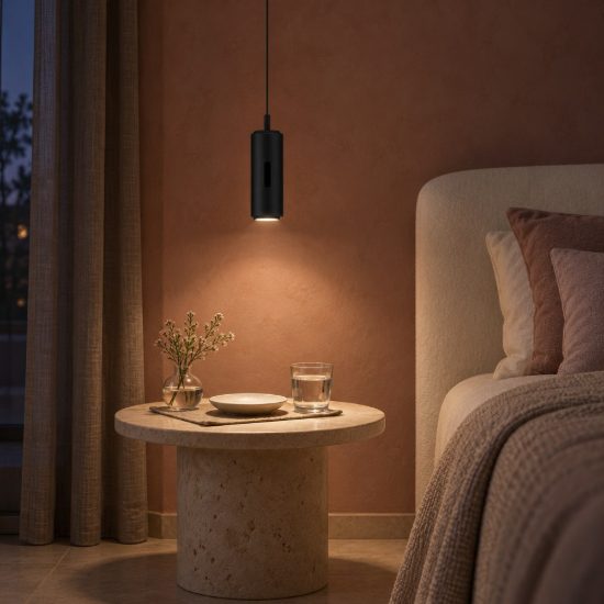 Lampada a sospensione led 12w 3000k dimmerabile con sensore per camera da letto moderna nera