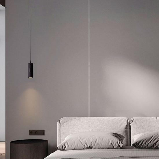 Lampada a sospensione led 12w 3000k dimmerabile con sensore per camera da letto moderna nera