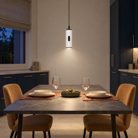 Lampada a sospensione led 12w 3000k dimmerabile con sensore per camera da letto moderna bianca