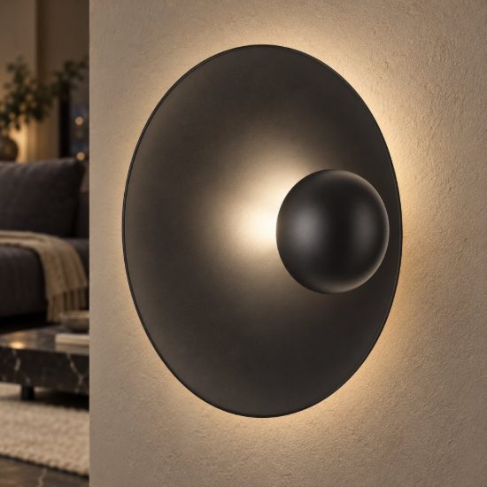 Applique da parete led 9w 3000k per soggiorno moderna nera sabbiata