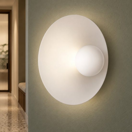Applique da parete led 9w 3000k per soggiorno moderna bianca sabbiata