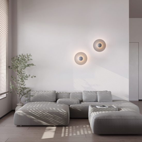 Applique da parete led 9w 3000k per soggiorno moderna grigio celeste