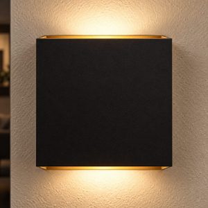 Applique quadrata per soggiorno moderna nero oro led 4w 2700k