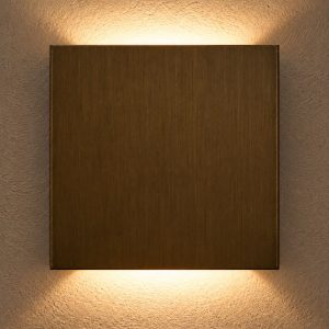 Applique quadrata per salotto moderna marrone ruggine led 4w 2700k