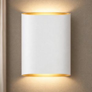 Applique 2 luci ovale per salotto moderna bianco oro