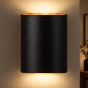 Applique a cilindro per soggiorno moderna nero oro