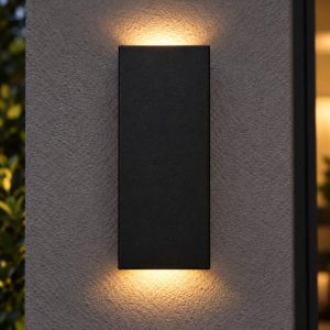 Applique da esterno biemissione rettangolare nero ip65