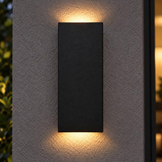 Applique da esterno biemissione rettangolare nero ip65