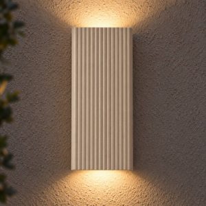 Applique da esterno biemissione rettangolare rigata moderna tortora ip65