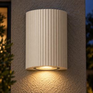 Applique da esterno semicilindrica rigata moderna tortora ip65