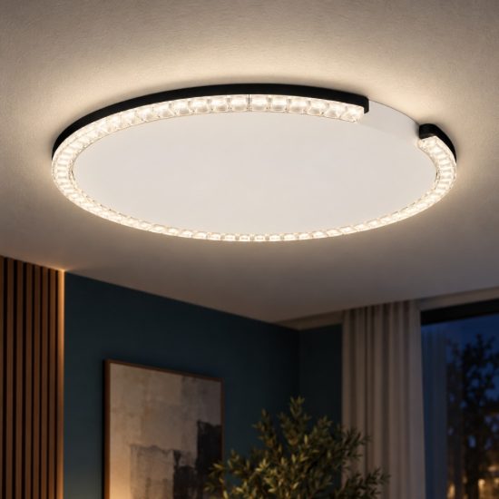 Plafoniera tonda ultrapiatta led 21w 3000k dimmerabile moderna nera sabbiata