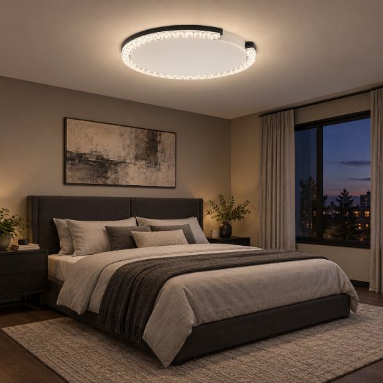 Plafoniera tonda ultrapiatta led 21w 3000k dimmerabile moderna nera sabbiata