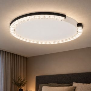 Plafoniera tonda ultrapiatta led 30w 3000k dimmerabile moderna nera sabbiata