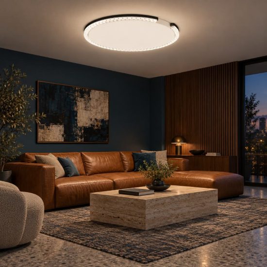 Plafoniera tonda ultrapiatta led 30w 3000k dimmerabile moderna nera sabbiata