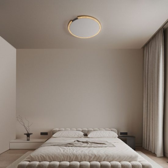 Plafoniera tonda ultrapiatta led 30w 3000k dimmerabile contemporanea oro