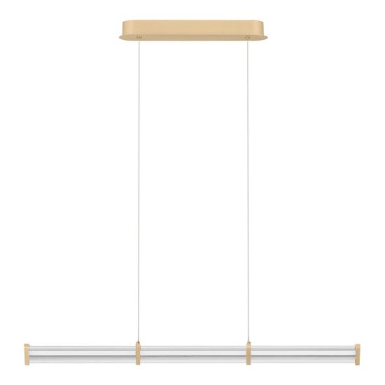 Lampadario a sospensione lineare led 13w 2700k per sala da pranzo trasparente e oro spazzolato