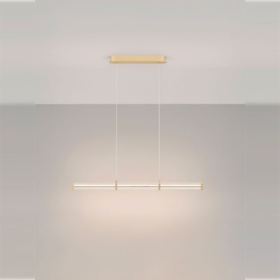 Lampadario a sospensione lineare led 13w 2700k per sala da pranzo trasparente e oro spazzolato