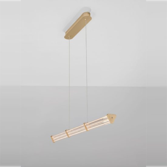 Lampadario a sospensione lineare led 13w 2700k per sala da pranzo trasparente e oro spazzolato