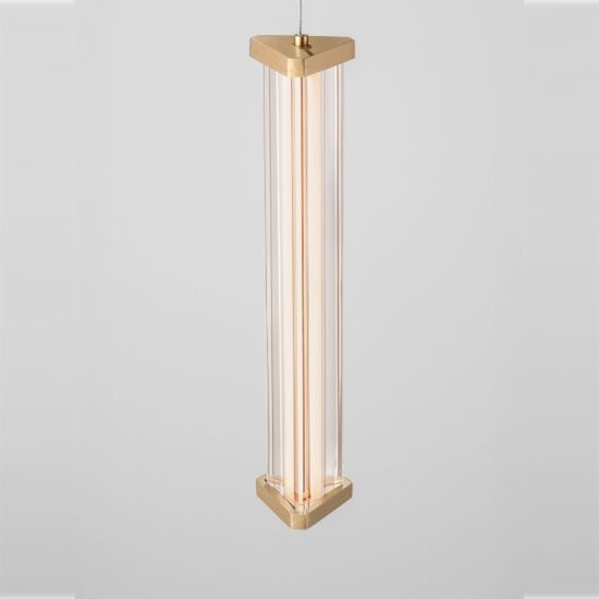 Lampadario a sospensione con 3 pendenti led 13w 2700k per cucina trasparente e oro spazzolato