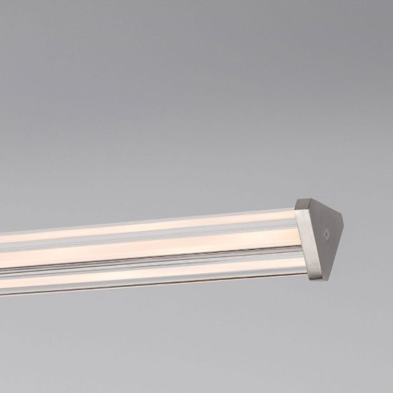 Lampadario a sospensione lineare led 21w 2700k per sala da pranzo trasparente e nichel satinato