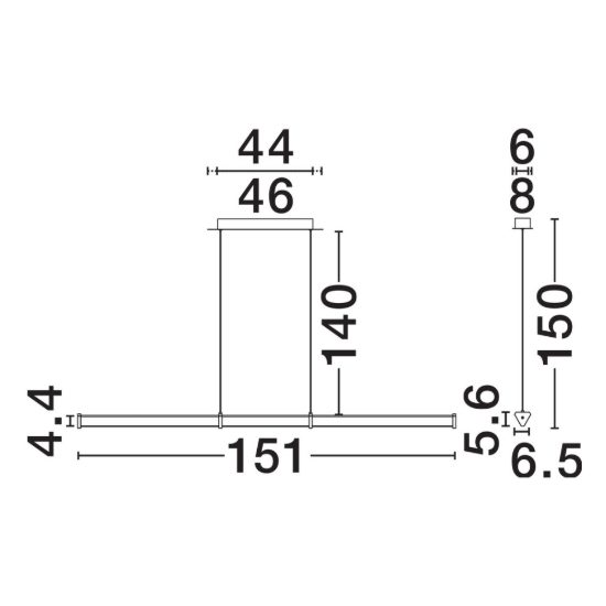 Lampadario a sospensione lineare led 21w 2700k per sala da pranzo trasparente e nichel satinato