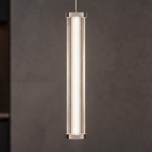 Lampada a sospensione led 6w 2700k dimmerabile per cucina moderna trasparente e nichel satinato