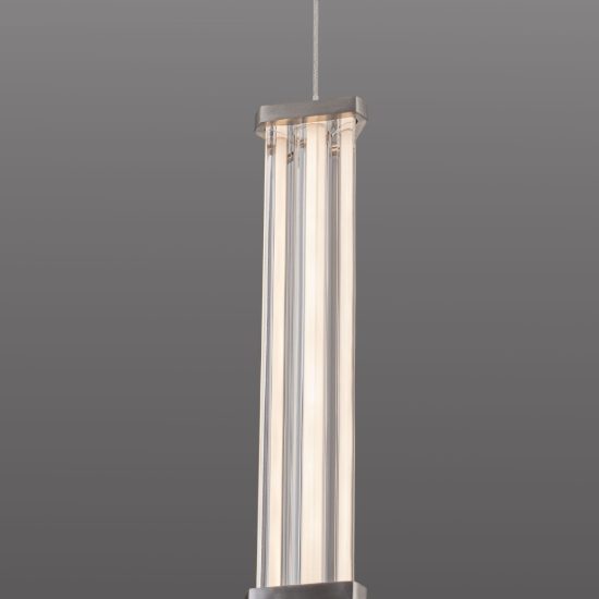 Lampada a sospensione led 6w 2700k dimmerabile per cucina moderna trasparente e nichel satinato