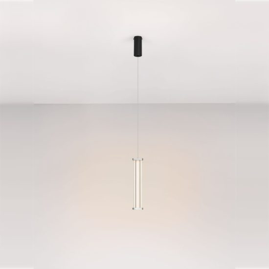 Lampada a sospensione led 6w 2700k dimmerabile per cucina moderna trasparente e nichel satinato