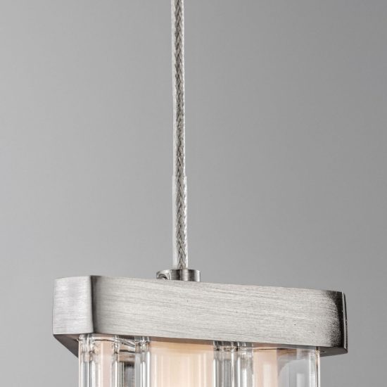 Lampadario a sospensione con 5 pendenti led 21w 2700k per soggiorno trasparente e nichel satinato