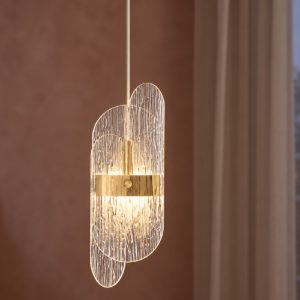Lampada a sospensione led 9w 2700k dimmerabile per camera da letto contemporanea oro ottone