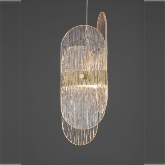 Lampadario a sospensione con 3 pendenti led 20w 2700k dimmerabile per cucina oro ottone