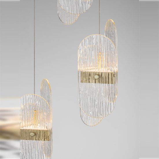 Lampadario a sospensione con 3 pendenti led 20w 2700k dimmerabile per cucina oro ottone