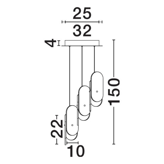 Lampadario a sospensione con 3 pendenti led 20w 2700k dimmerabile per cucina oro ottone