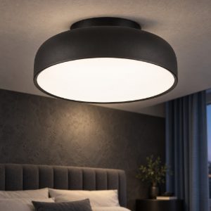Plafoniera a cupola led 27w 2700k dimmerabile per camera da letto moderna nera sabbiata